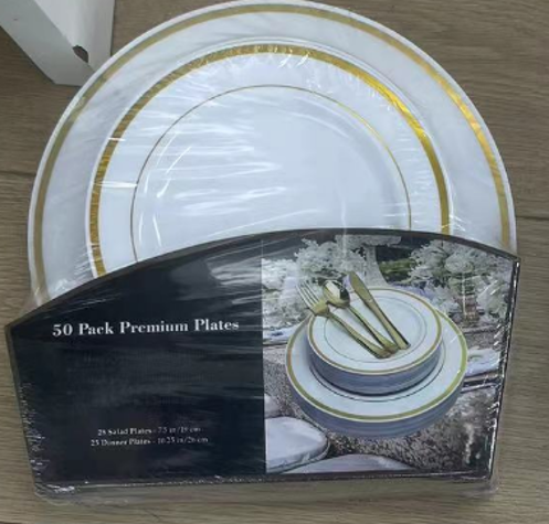 Gold Plastic Plate 50pc 008-11