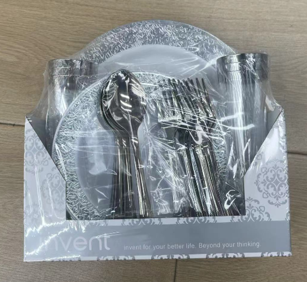 Plastic Dinnerware 30pc Silver Set 008-13