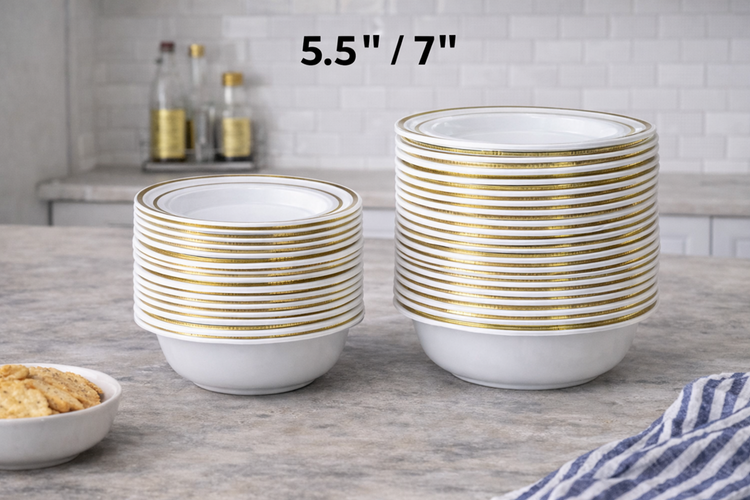 Gold Plastic Bowl 32pc 008-9