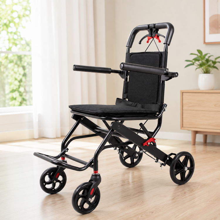 Lightweight Folding Wheelchair Mobility Aid with Handbrakes