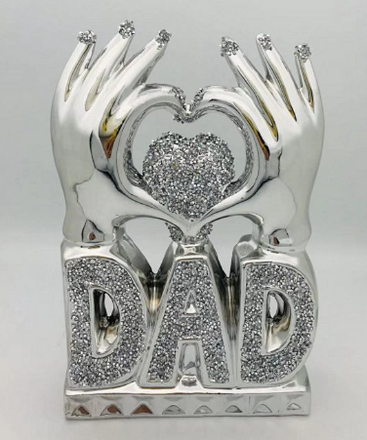 Silver Crushed Crystal Dad Decor