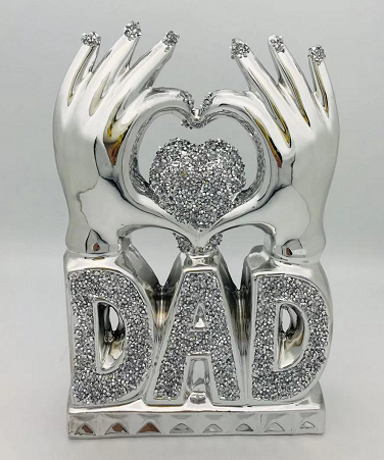 Silver Crushed Crystal Dad Decor