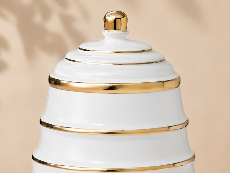 Ceramic Jar White & Gold XL042