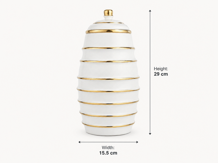 Ceramic Jar White & Gold XL042