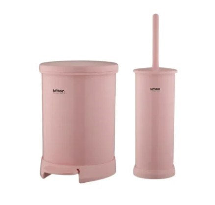 Pink Round Dustbin & Brush Set 1298