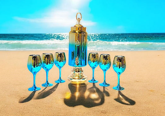 Juice Dispenser and Cup Set 7pc 1345-1-Blue