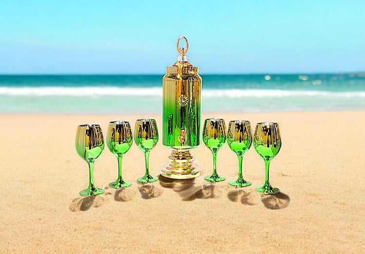 Juice Dispenser and Cup Set 7pc 1345-1-Green