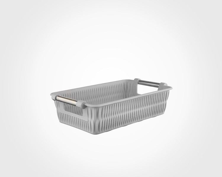 Bamboo Basket With Steel Handle - S 138635