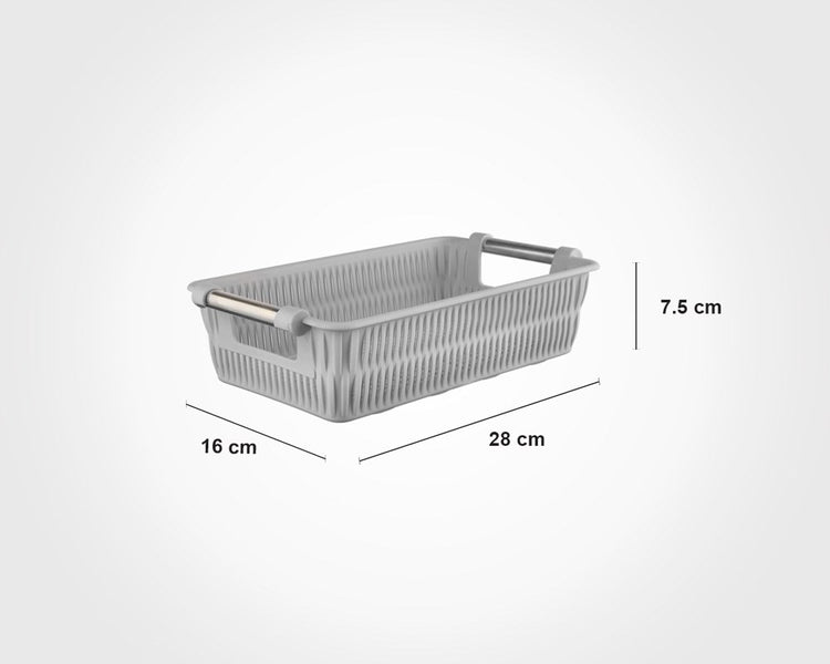 Bamboo Basket With Steel Handle - S 138635