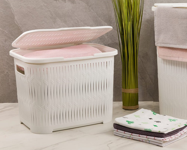 Short Bamboo Laundry Basket 151235