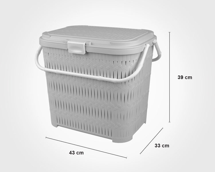 High Bamboo Picnic Basket With Lid 1548