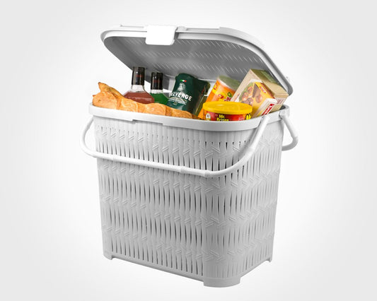 High Bamboo Picnic Basket With Lid 1548