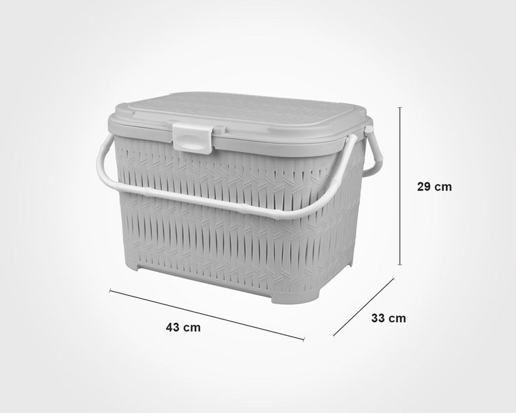 Short Bamboo Basket With Lid 155035
