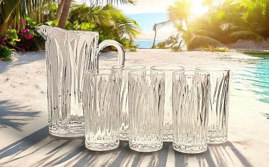 Glass Cup and Jug Set 7pc 1640CL