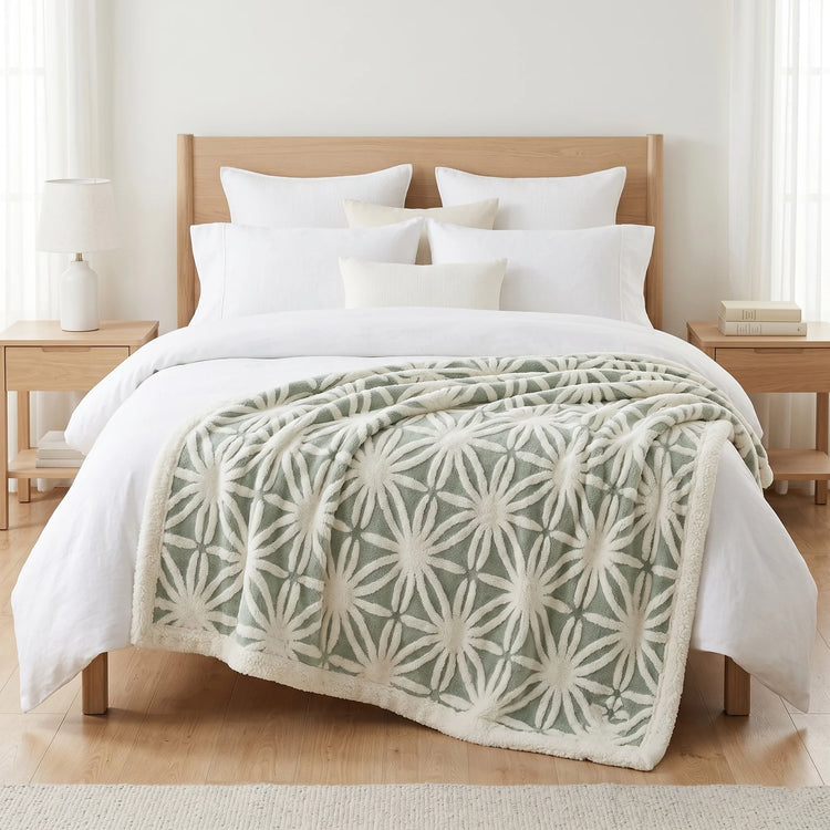 Warm sherpa leaf pattern blanket 200x230cm assorted colours soft plush throw Blanket 167