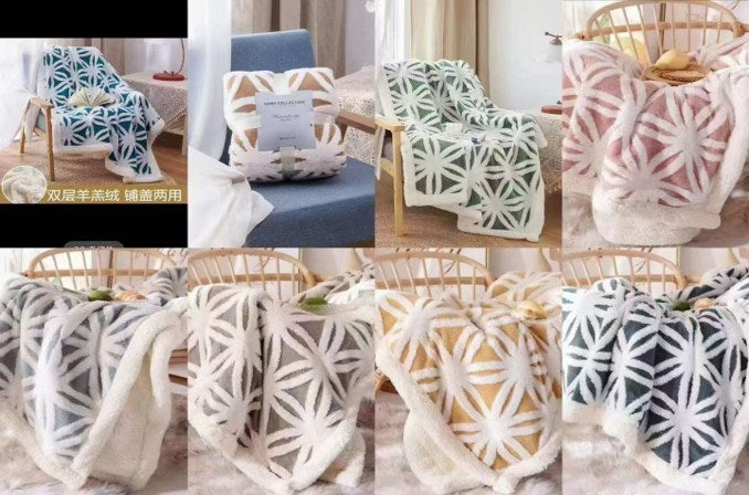 Warm Sherpa Leaf Pattern Blanket 200x230cm | 167
