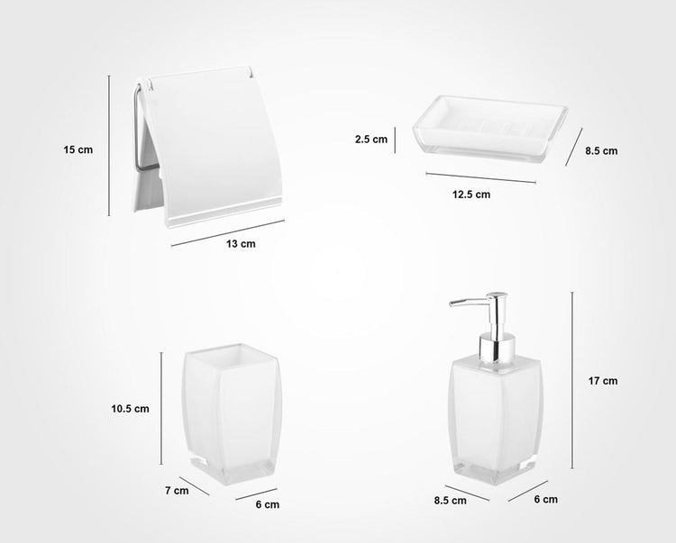White & Gold Square Bathroom 6pc Set 180800