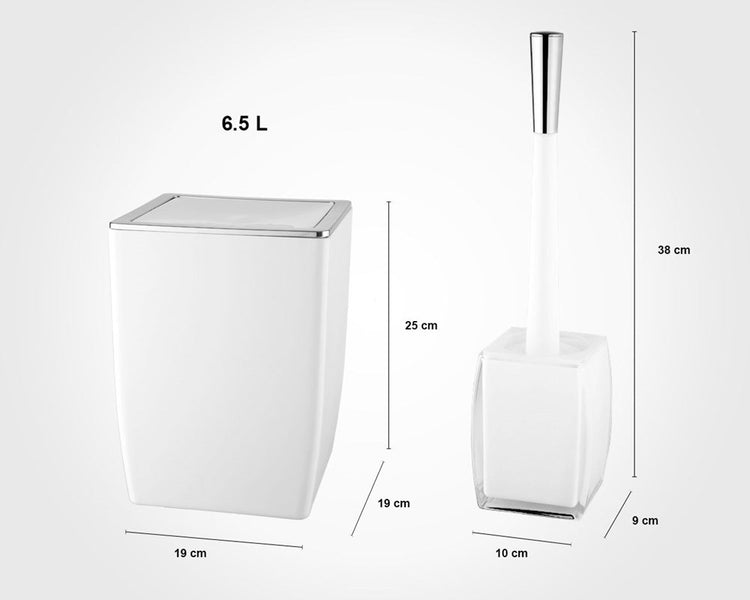 White & Silver Square Bathroom 6pc Set 180800
