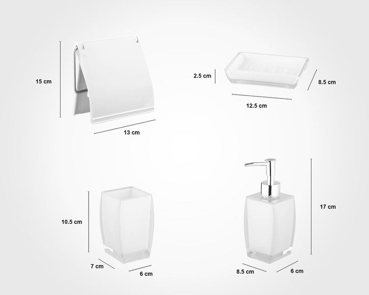 White & Silver Square Bathroom 6pc Set 180800