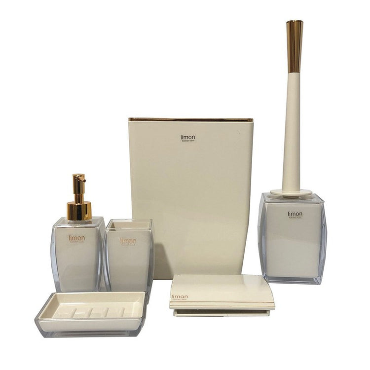 Cream & Gold Square Bathroom 6pc Set 180800