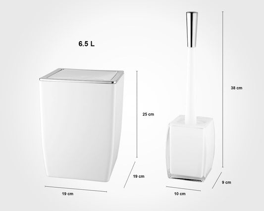 Silver Square Dustbin & Brush Set 181000