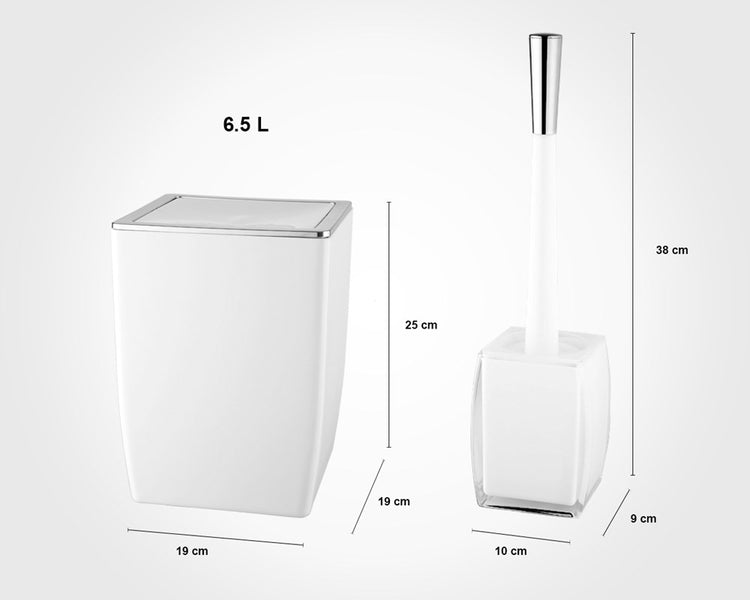 Silver Square Dustbin & Brush Set 181000