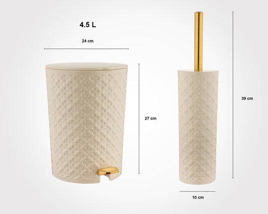 Gold Flowers Dustbin & Brush Set 182207
