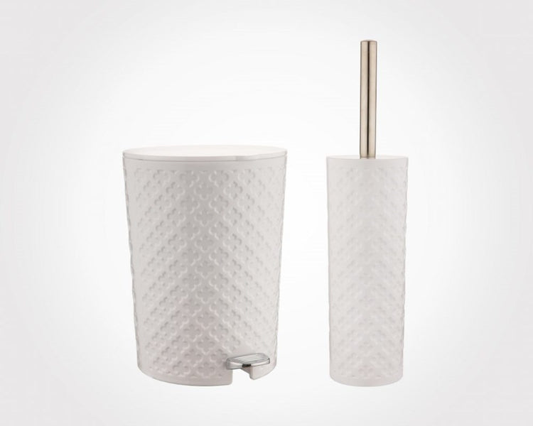 Round Flowers Dustbin & Brush Set 182208