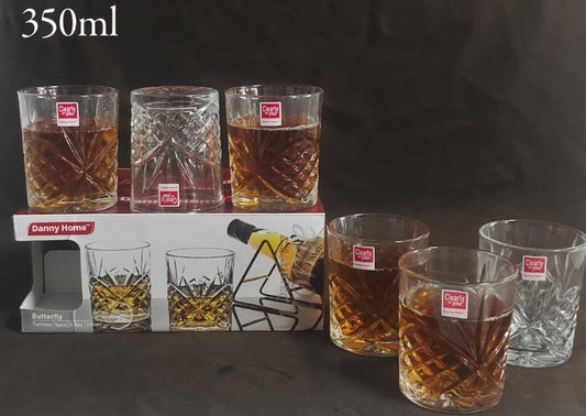 Butterfly Glass Cup Set 6pc 1988-76