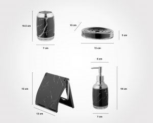 White & Gray Round Marble Bathroom 7pc Set 202400