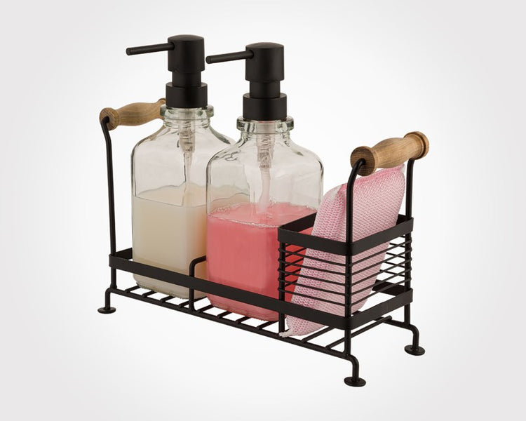 Twin Glass Soap Dispenser with Stand 208600