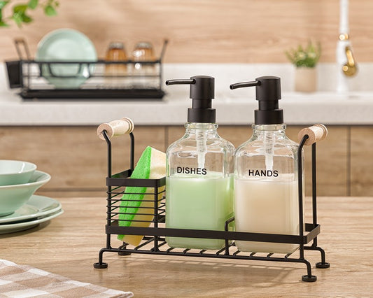 Twin Glass Soap Dispenser with Stand 208600