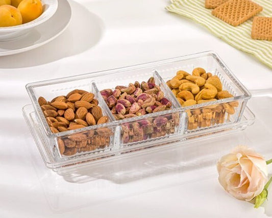 Snack Serving 3 Tray With Acrylic Lid 210100