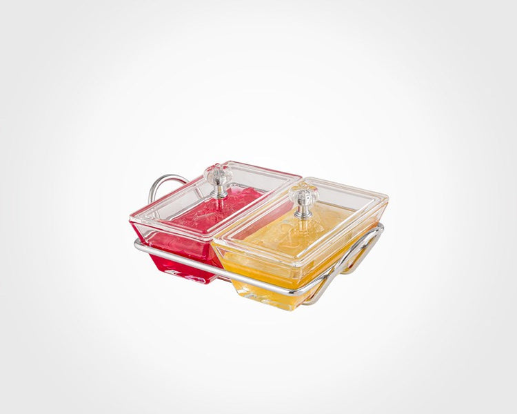 Snack Serving 2 Tray With Acrylic Lid 210300