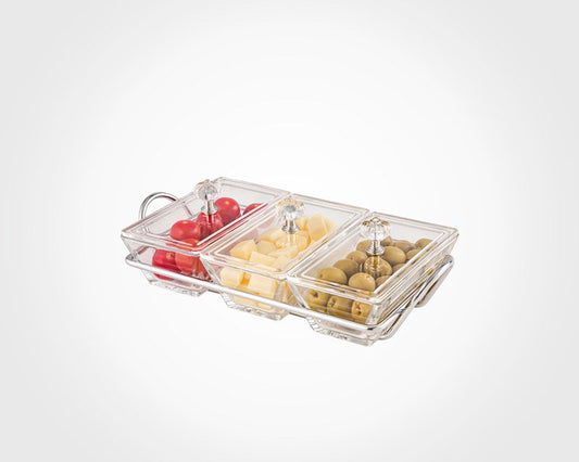Snack Serving 3 Tray with Acrylic Lid 210400