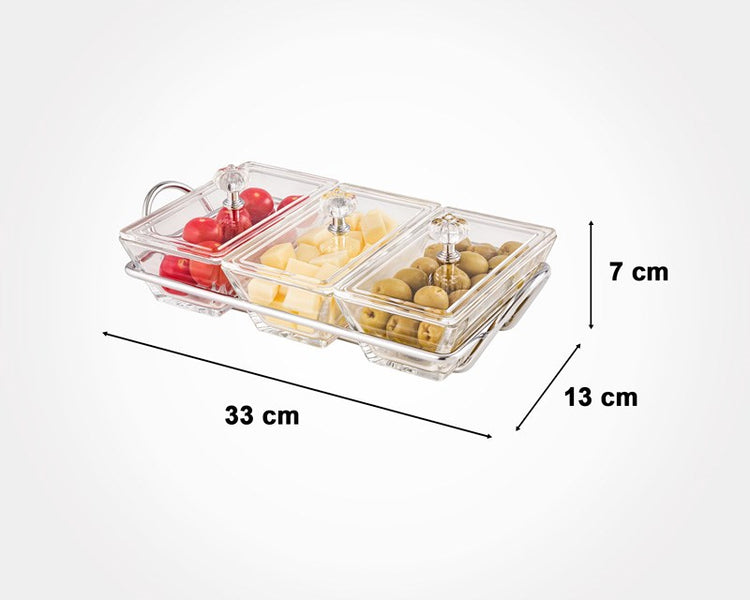 Snack Serving 3 Tray with Acrylic Lid 210400
