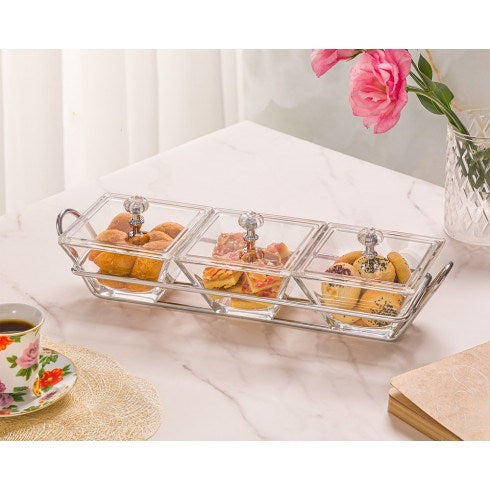 Snack Serving Tray With Acrylic Lid 210700
