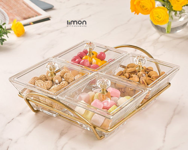 Snack Serving Tray With Acrylic Lid 210800