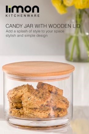 Candy Jar With Wooden Lid 217859