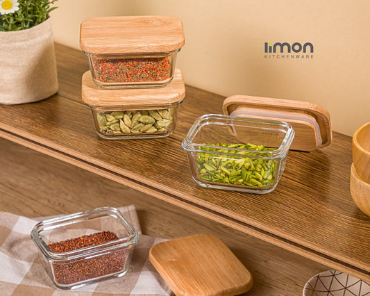 Glass Container With Wooden Lid 180ml 218759