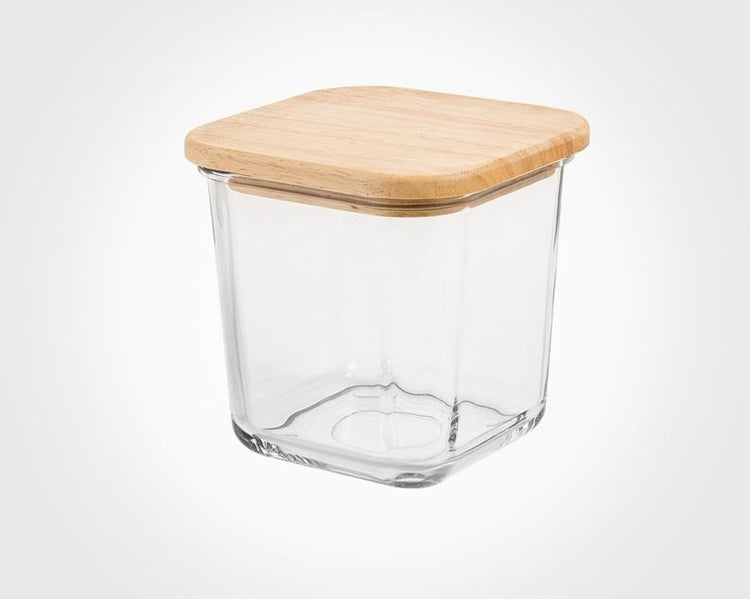 Glass Container Wooden Lid (860ML) 218959