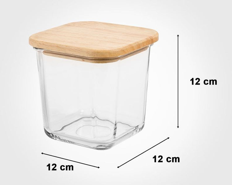 Glass Container Wooden Lid (860ML) 218959