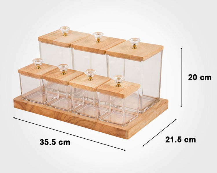 Canister Set With Wooden Lid 220359