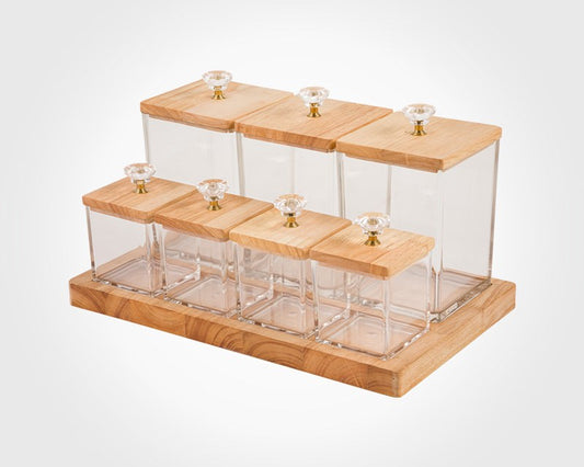 Canister Set With Wooden Lid 220359