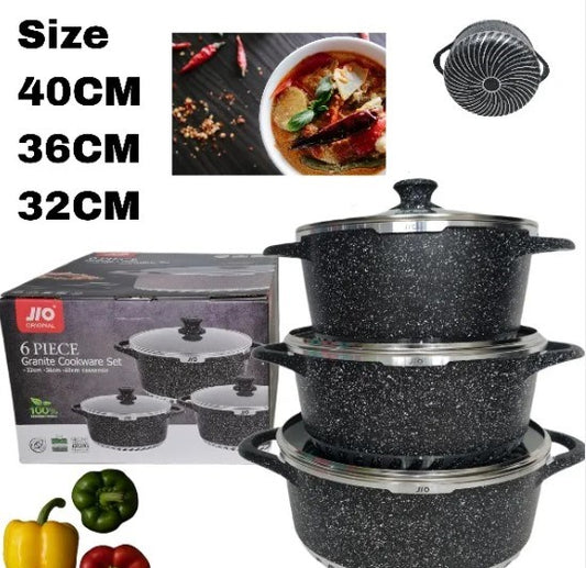 Non-Stick Granite Cookware 6pc Set 230512