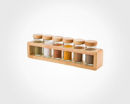 Wooden Spice Jars 6pc Set 230659