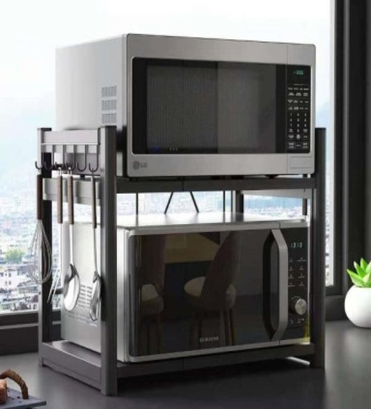 Microwave Rack Stand 2 Tier Black
