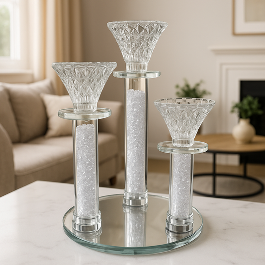 Glass Candle Stand 3pc 3195-29