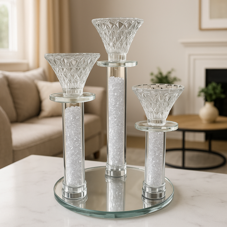 Glass Candle Stand 3pc 3195-29