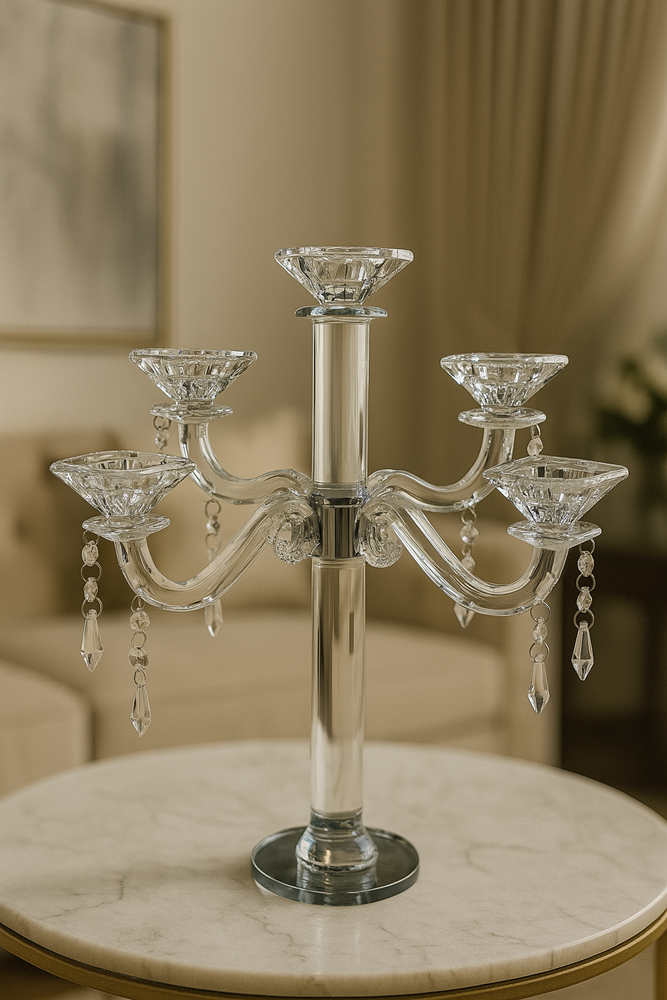 Glass Candle Stand 3pc 3195-37